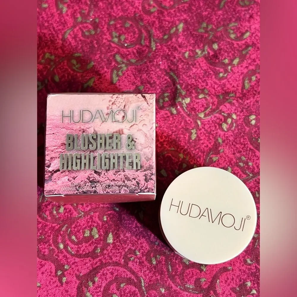 HUDA BEAUTY Blush & Highlight Set - Coral with brow set ash blonde- combo 2 pc.